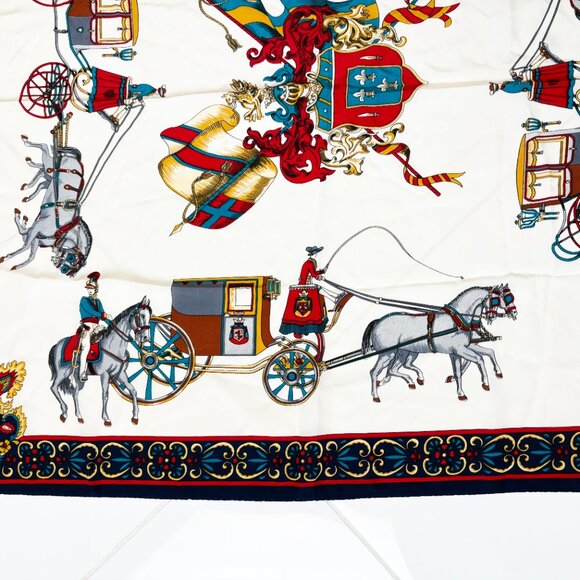 Pierre Cardin Scarf Shawl Silk APARIS AMUSEES EBLOUIES 34in Vintage Horse Buggy - Picture 8 of 15